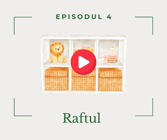 video-ul gratuit despre amenajarea camerei bebelușului în stil Montessori raftul